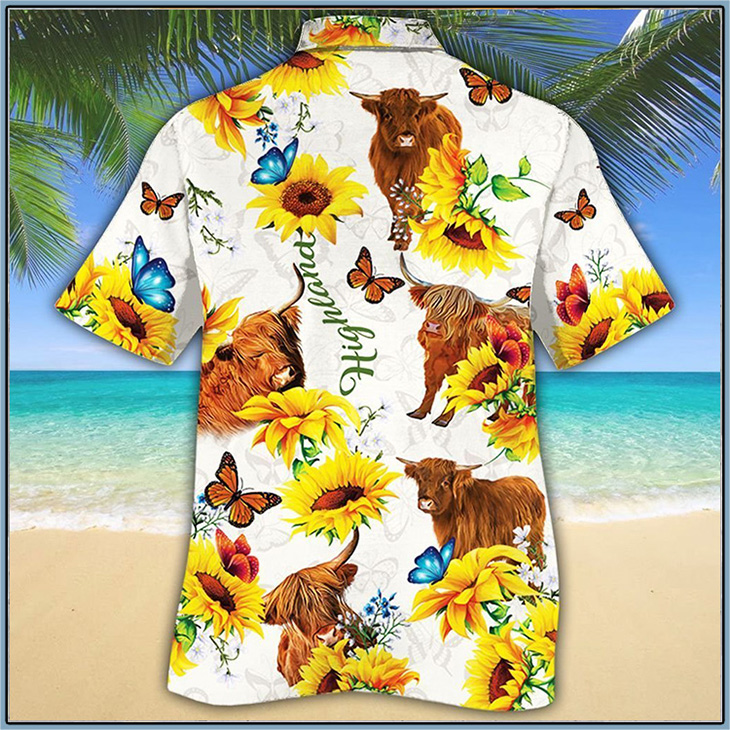 Highland Cattle Sunflower Hawaiian Shirt