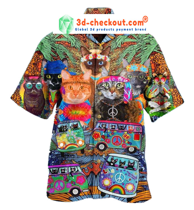 Hippie Cat Hawaiian Shirt