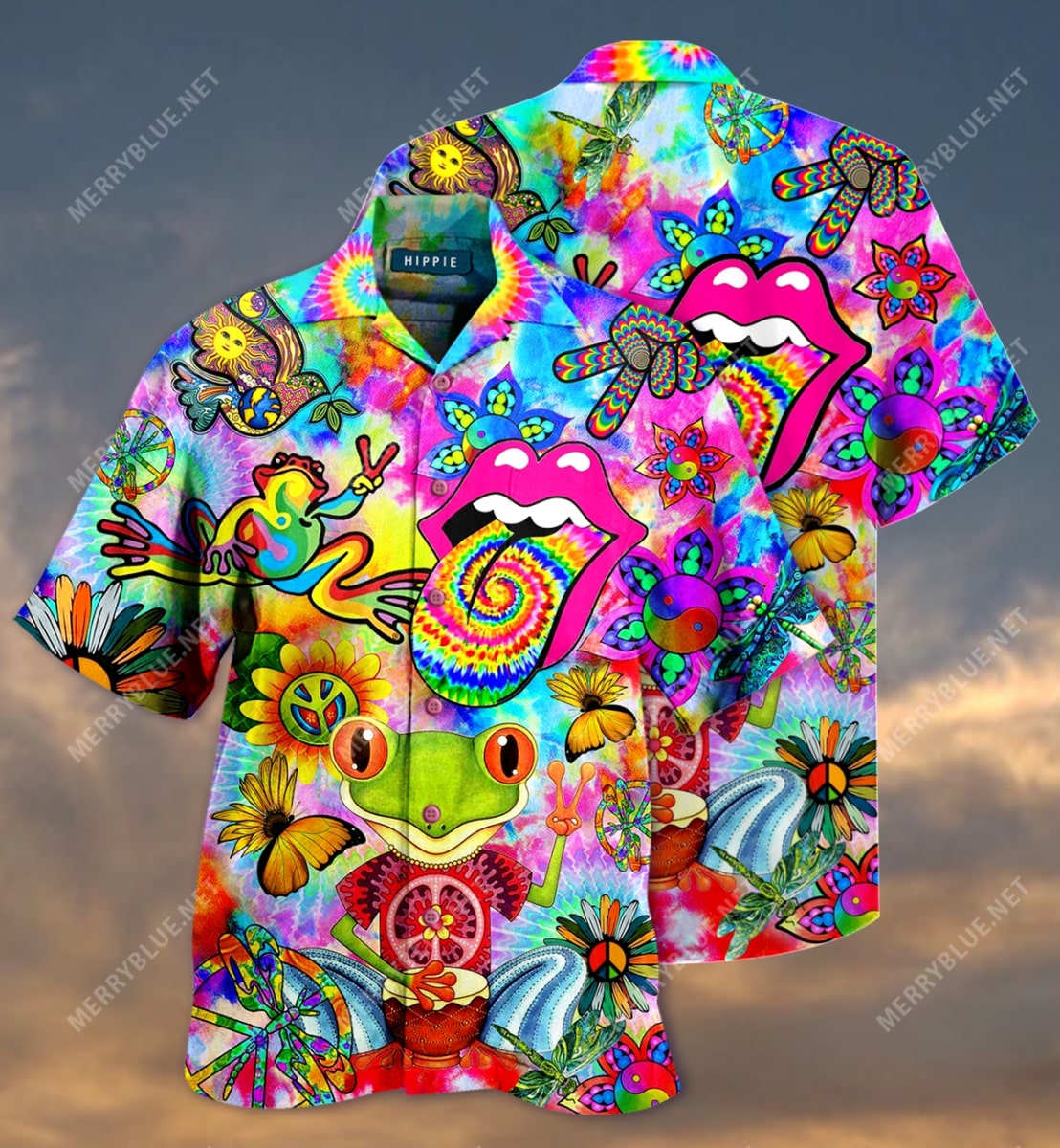 Hippie Feeling Groovy Colorful All Over Printed Hawaiian Shirt