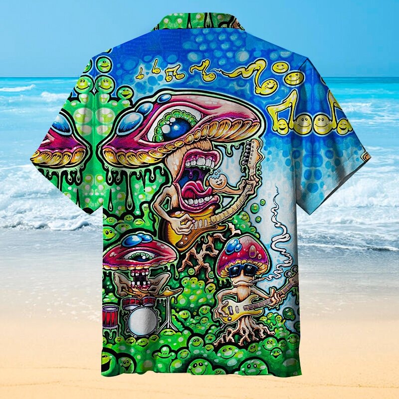 Hippie Rock Psychedelic Mushroom Hawaiian Shirt