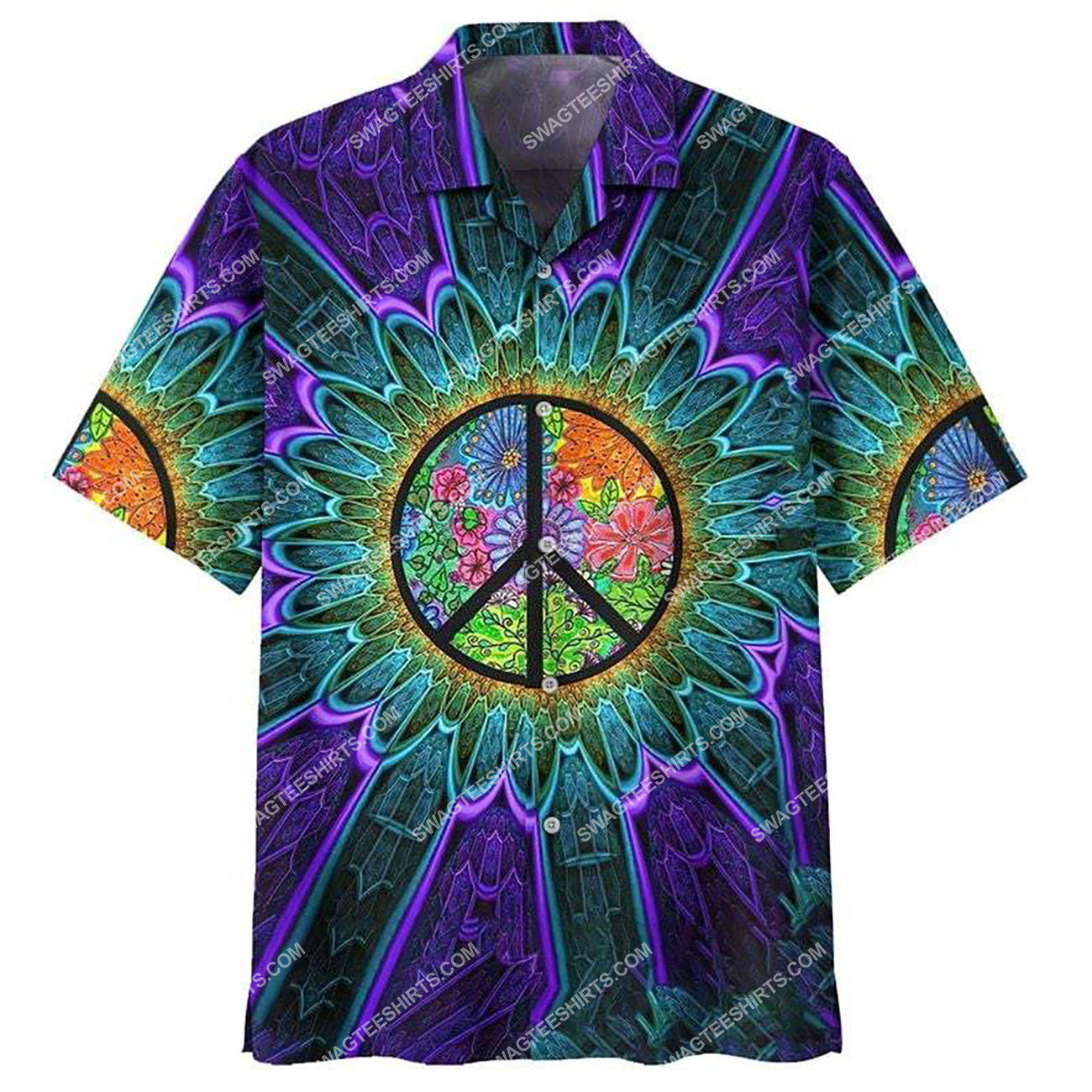 Hippie Style Tie Dye All Over Printed Hawaiian Shirt