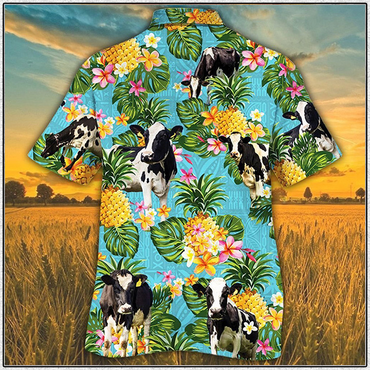 Holstein Friesian Catle Pineapple Hawaiian Shirt