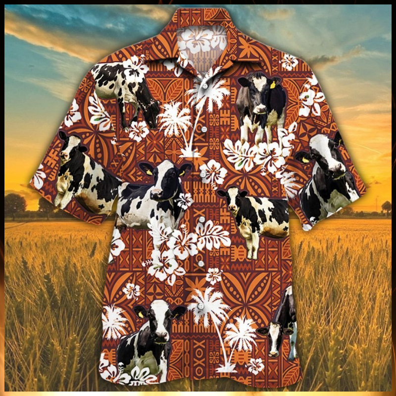 Holstein Friesian Cattle Red Tribal Hawaiian Shirt