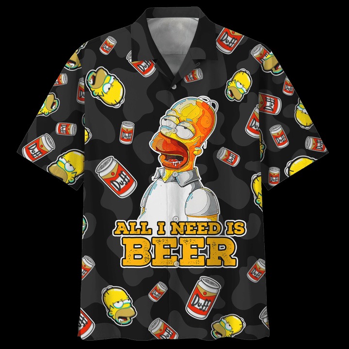 Homer Simpson With Beer Hawaiian Shirt