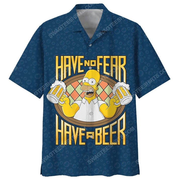 Homer Simpson With Beer Summer Vacation Hawaiian Shirt