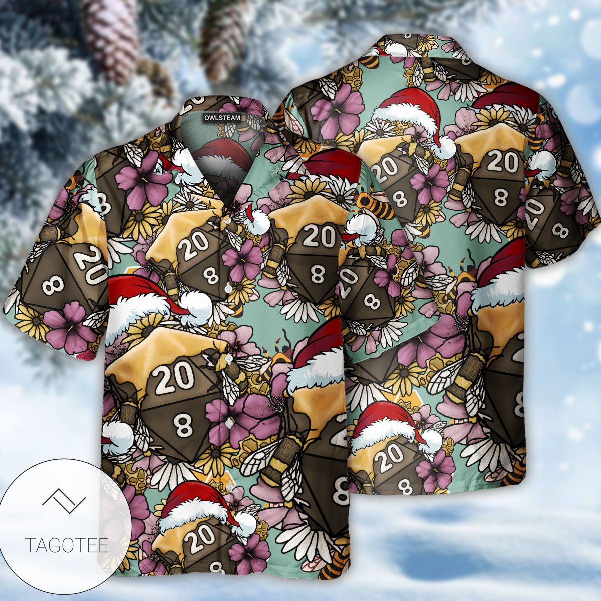 Honey Bee Dice D20 Christmas Vibe Hawaiian Shirt- Tagotee