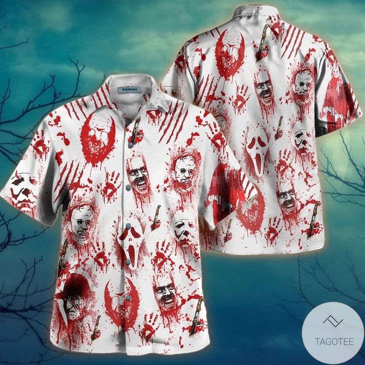 Horror Movie Characters Bloody Hawaiian Shirt