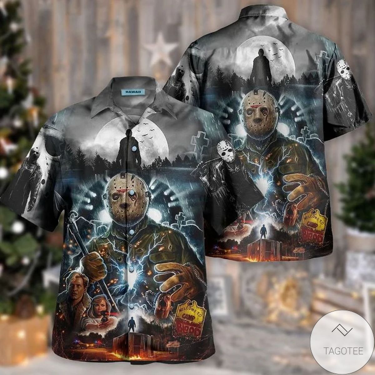 Horror Movie Characters Jason Voorhees Killer Hawaiian Shirt