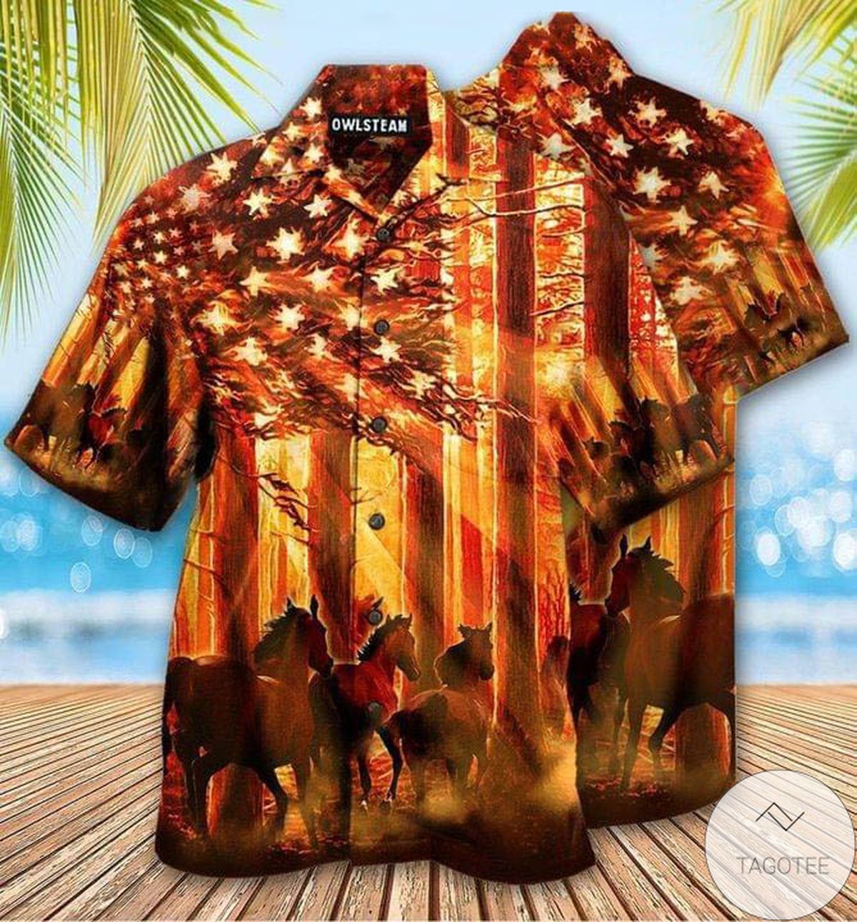 Horses In A Fall Forest Hawaiian Shirt