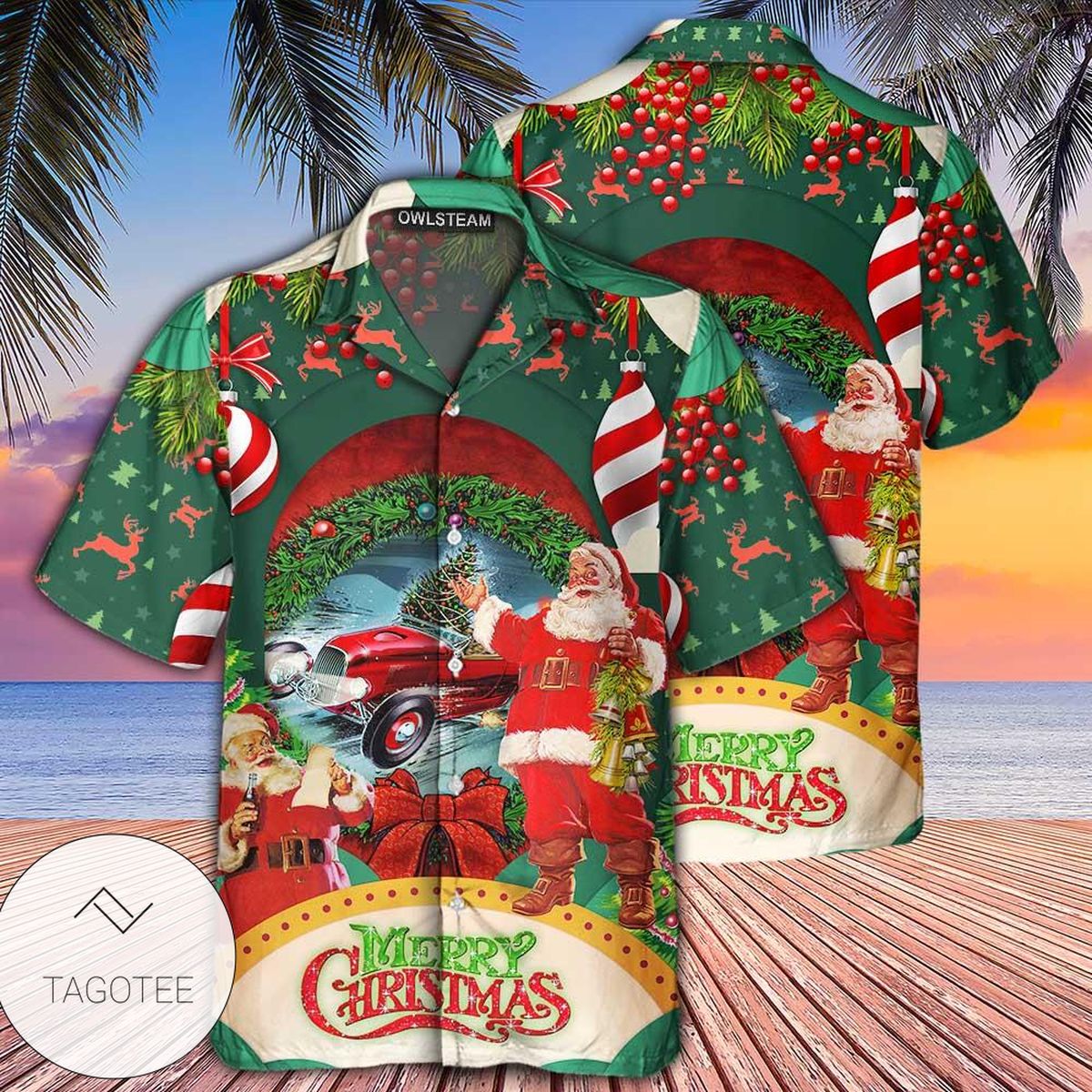 Hot Rod Merry Christmas Hawaiian Shirt