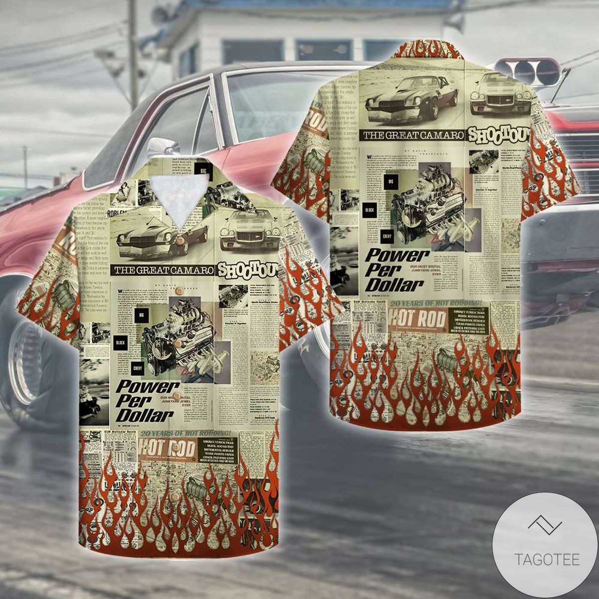 Hot Rod Newspaper Hawaiian Shirt