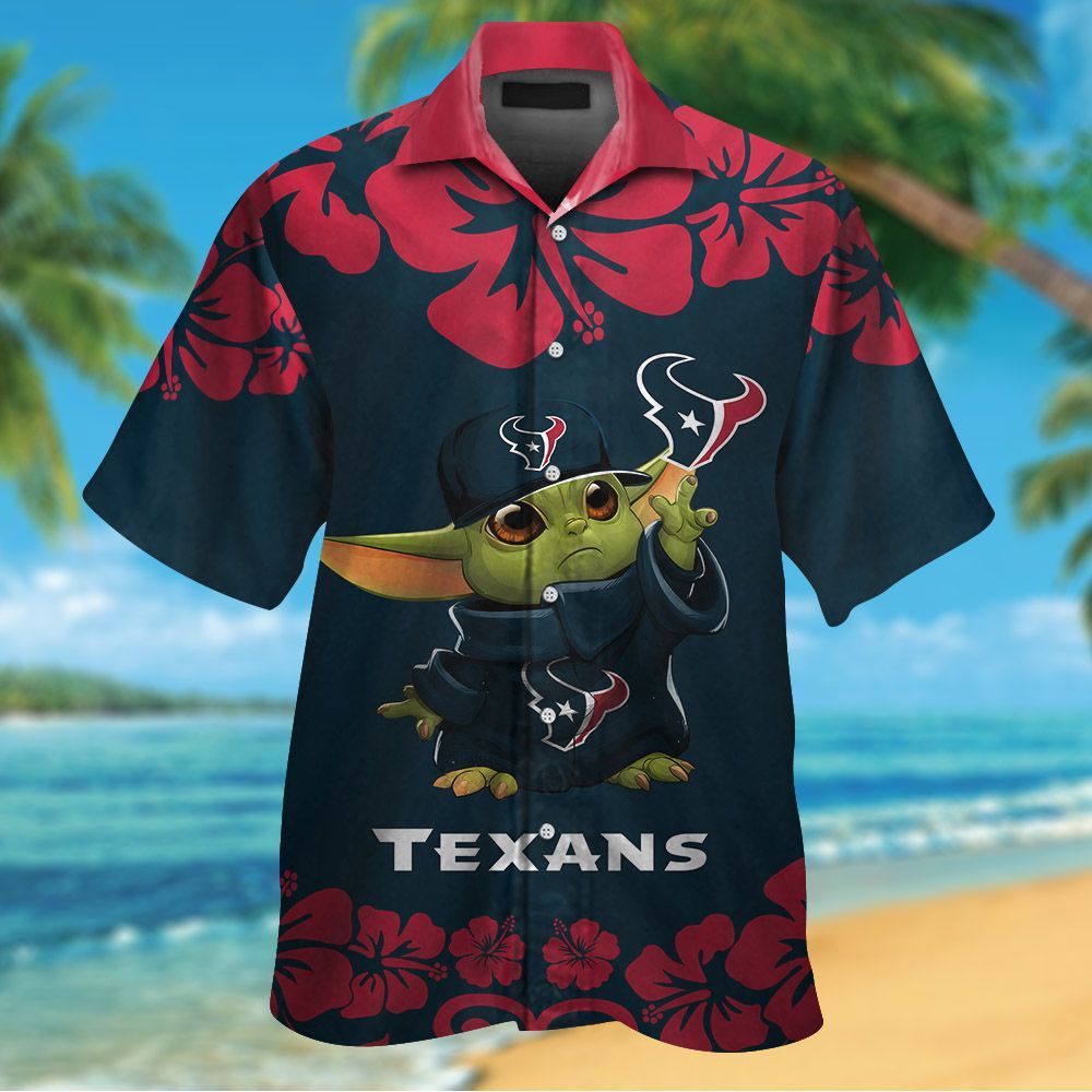 Houston Texans & Baby Yoda Hawaiian Shirt Hot Trendy Summer 2024