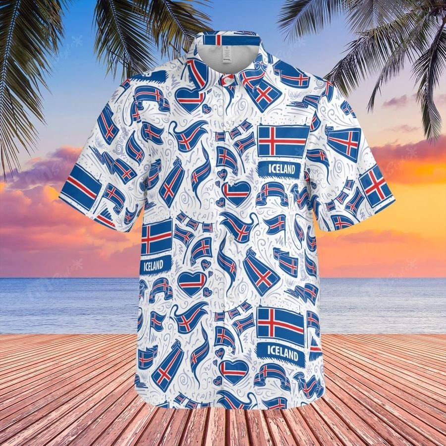 Iceland Flag Pattern Hawaii Shirt