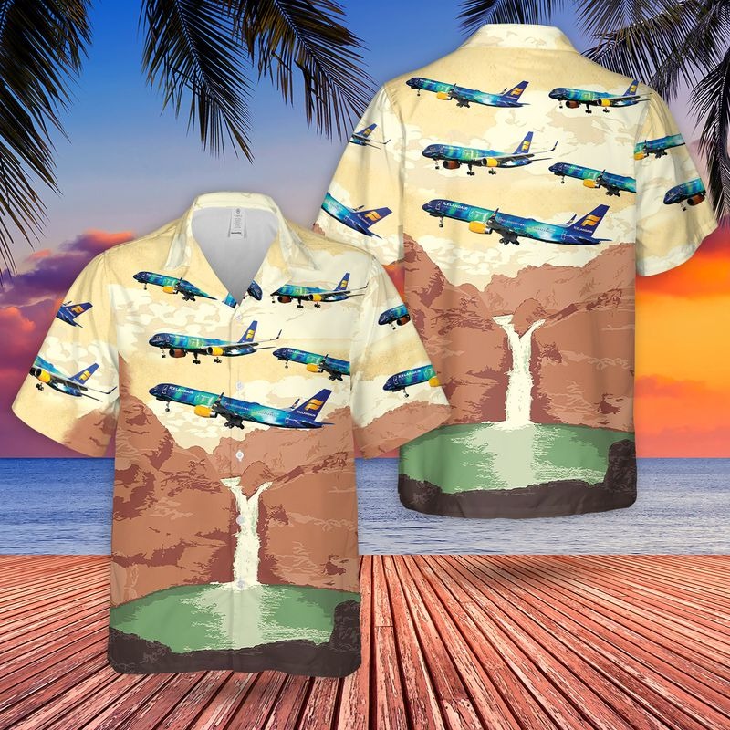 Icelandair Boeing 757 Hekla Aurora Hawaiian Shirt