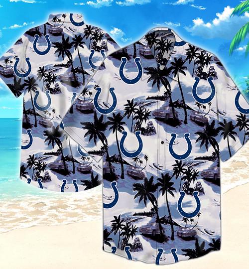 Indianapolis Colts Coconut Tree Hawaiian Shirt Summer Button Up