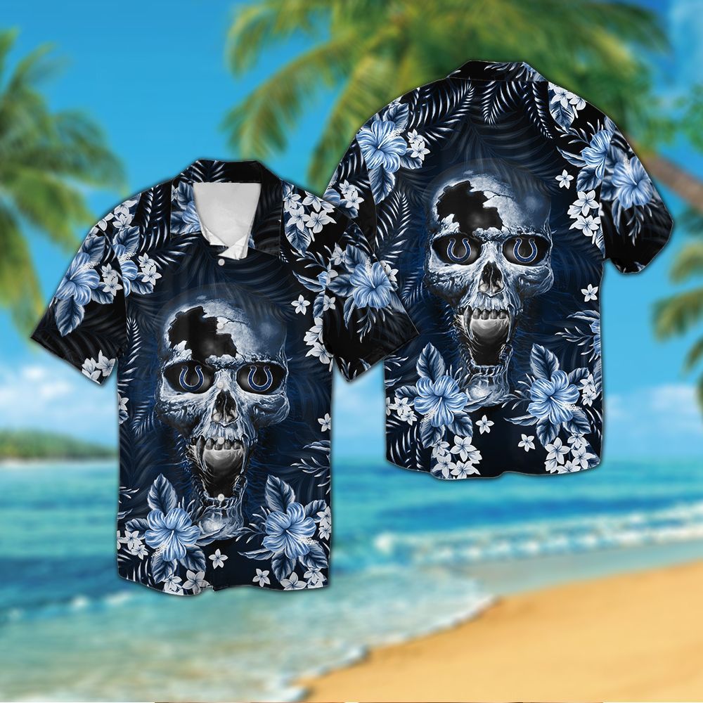 Indianapolis Colts Skull Hawaiian Shirt Hot Trendy Summer 2024