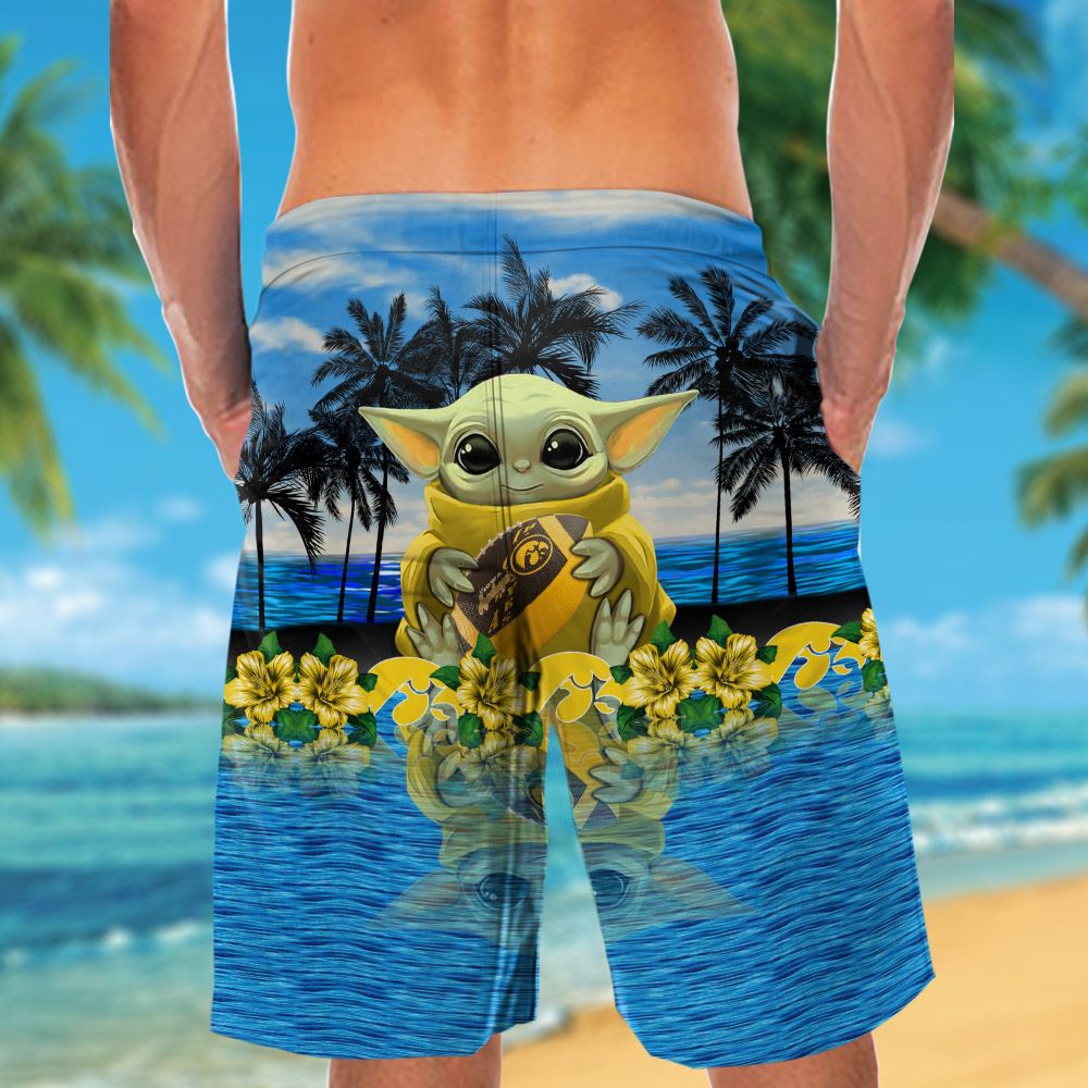 Iowa Hawkeyes & Baby Yoda Hawaiian Shirt Hot Trendy Summer 2024