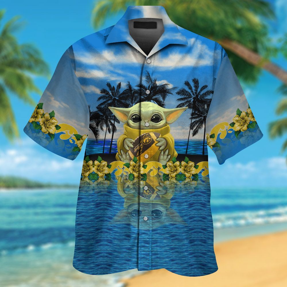 Iowa Hawkeyes & Baby Yoda Hawaiian Shirt Hot Trendy Summer 2024