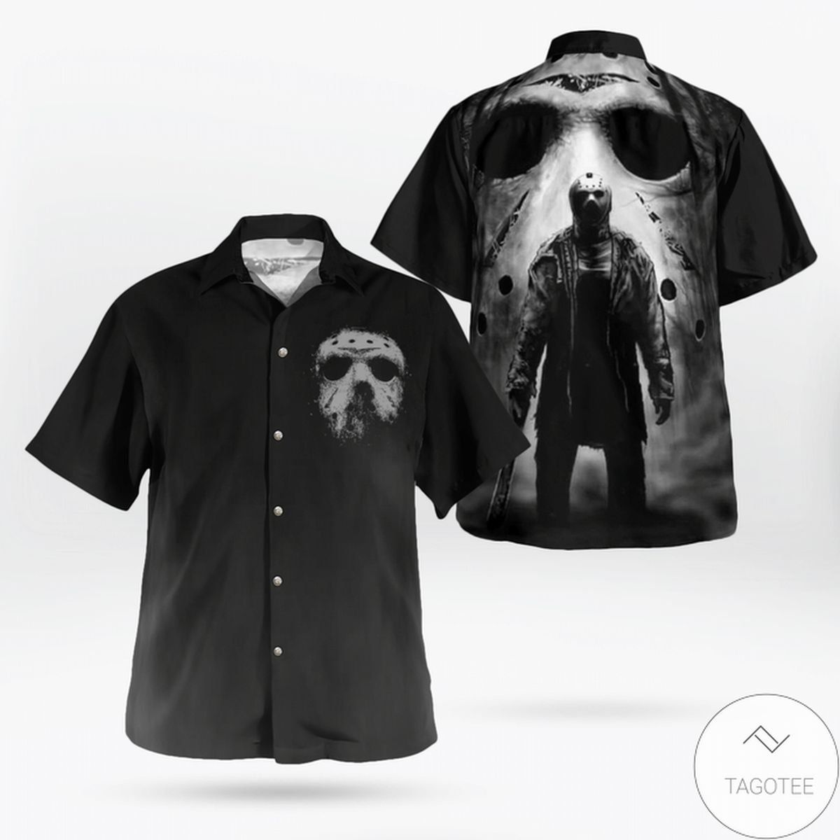 Jason Voorhees Black Horror Button Up Hawaiian Shirt