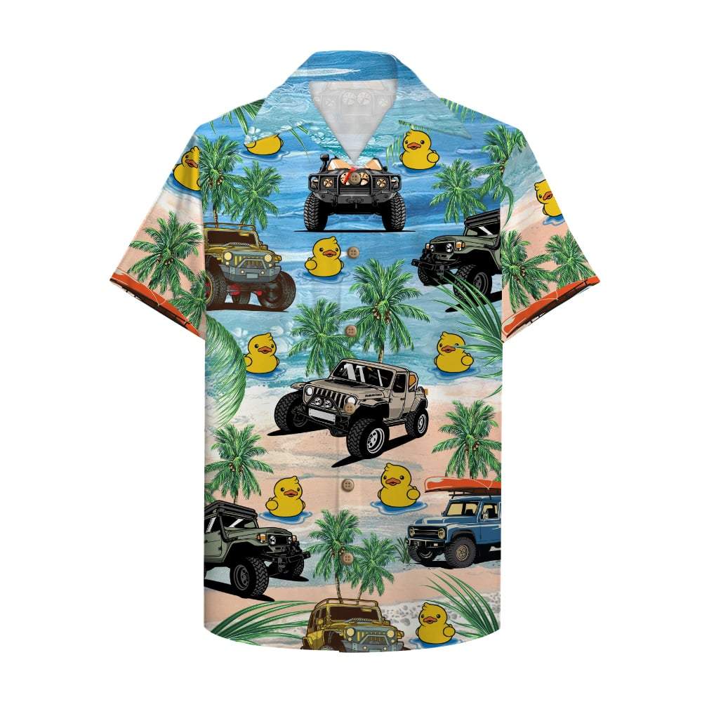 Jeep And Duck Pattern Hawaiian Shirt