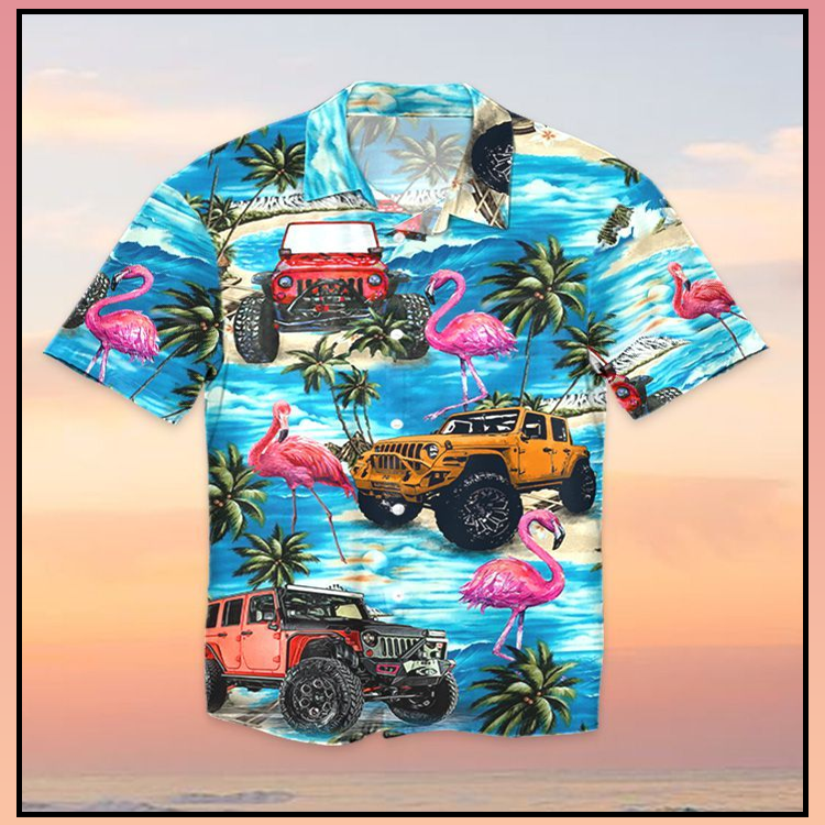 Jeep Ocean Flamingo Watercolor Hawaiian Shirt