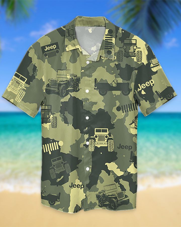 Jeep Willy Camo Hawaiian Shirt