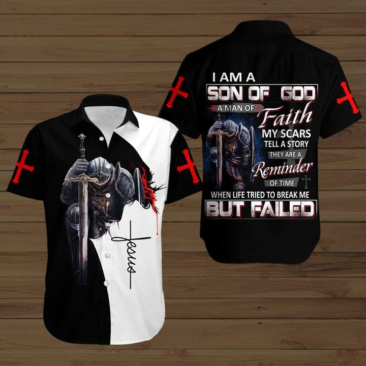 Jesus Cross I Am A Son Of God A Man Of Faith Hawaiian Shirt