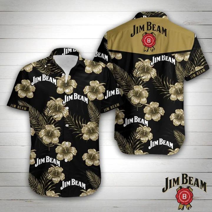 Jim Beam Hawaiian Shirt Summer Button Up