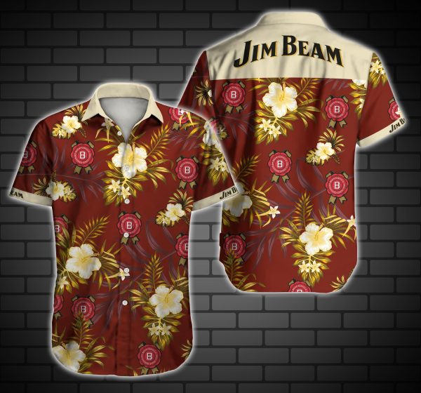 Jim Beam Hawaiian Shirt Summer Button Up