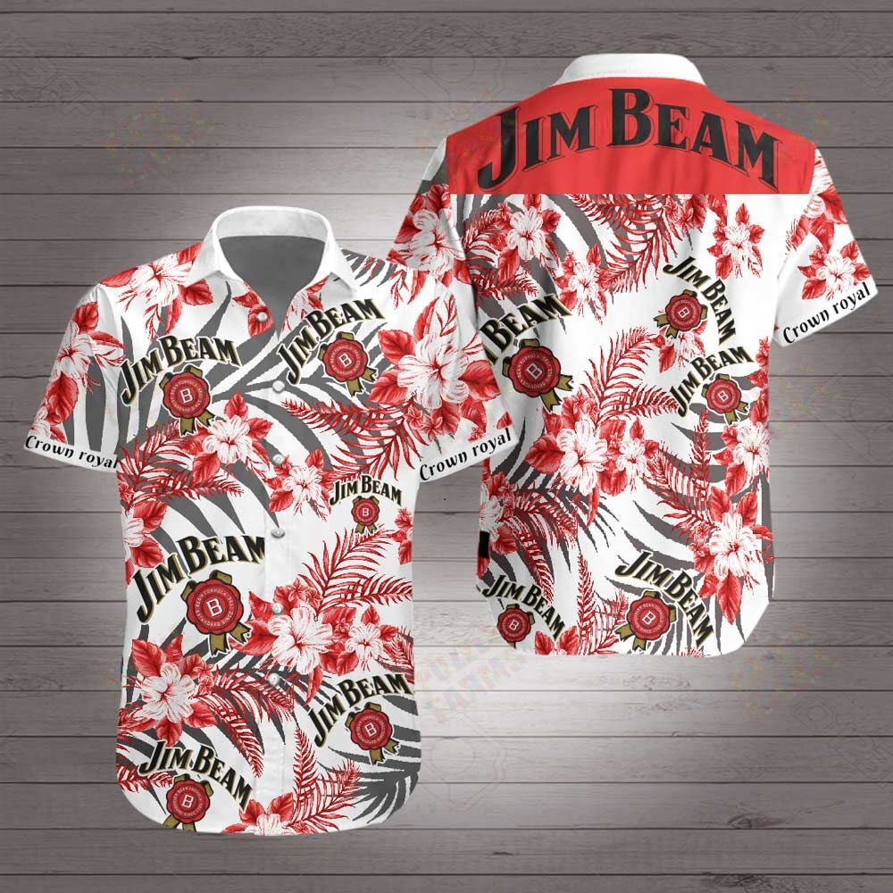 Jim Beam U Hawaiian Shirt Summer Button Up