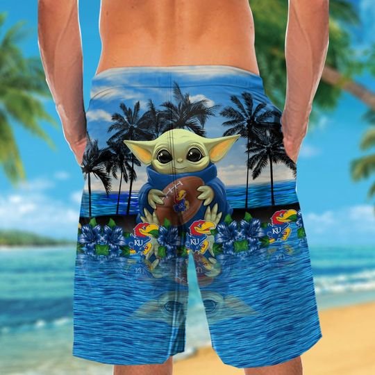 Kansas Jayhawks And Baby Yoda Hawaiian Shirt Shorts