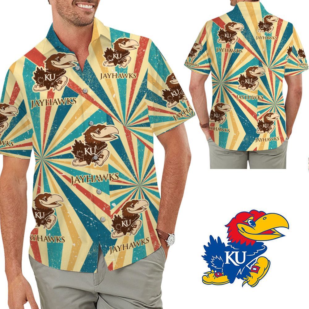 Kansas Jayhawks Retro Hawaiian Shirt Hot Trendy Summer 2024