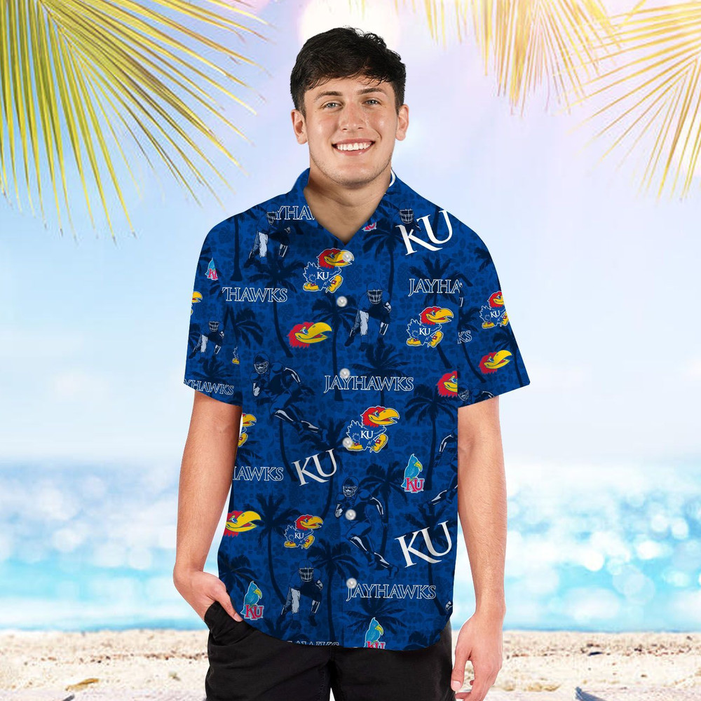 Kansas Jayhawks Tropical Beach Coconut Tree Hawaiian Shirt Hot Trendy Summer 2024