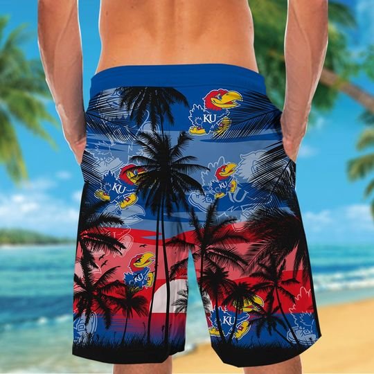 Kansas Jayhawks Tropical Hawaiian Shirt Short