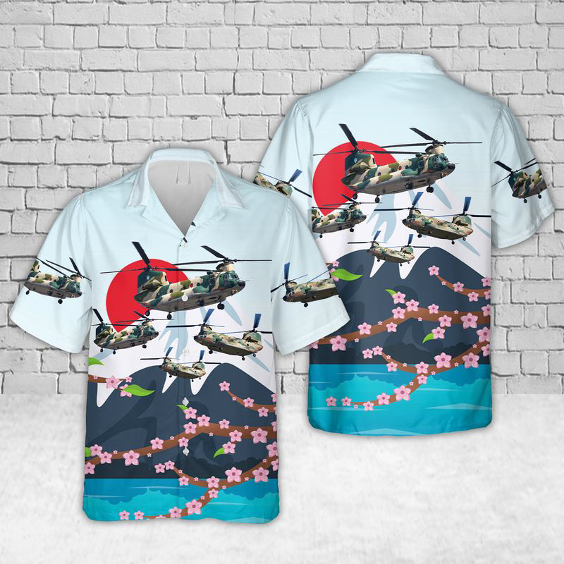 Kawasaki Ch-47J Chinook Helicopter Hawaiian Shirt