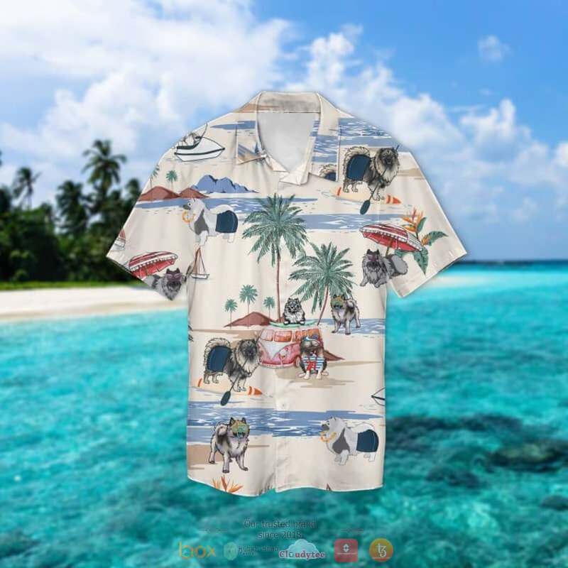 Keeshond Summer Beach Hawaiian Shirt