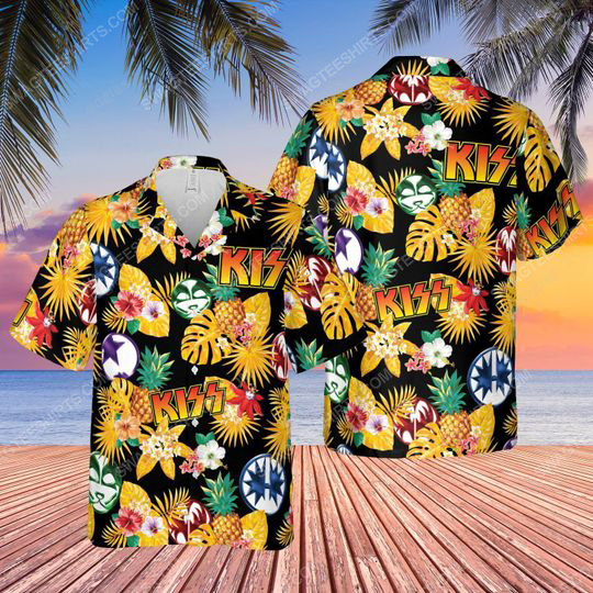 Kiss American Rock Band Tropical Floral Hawaiian Shirt