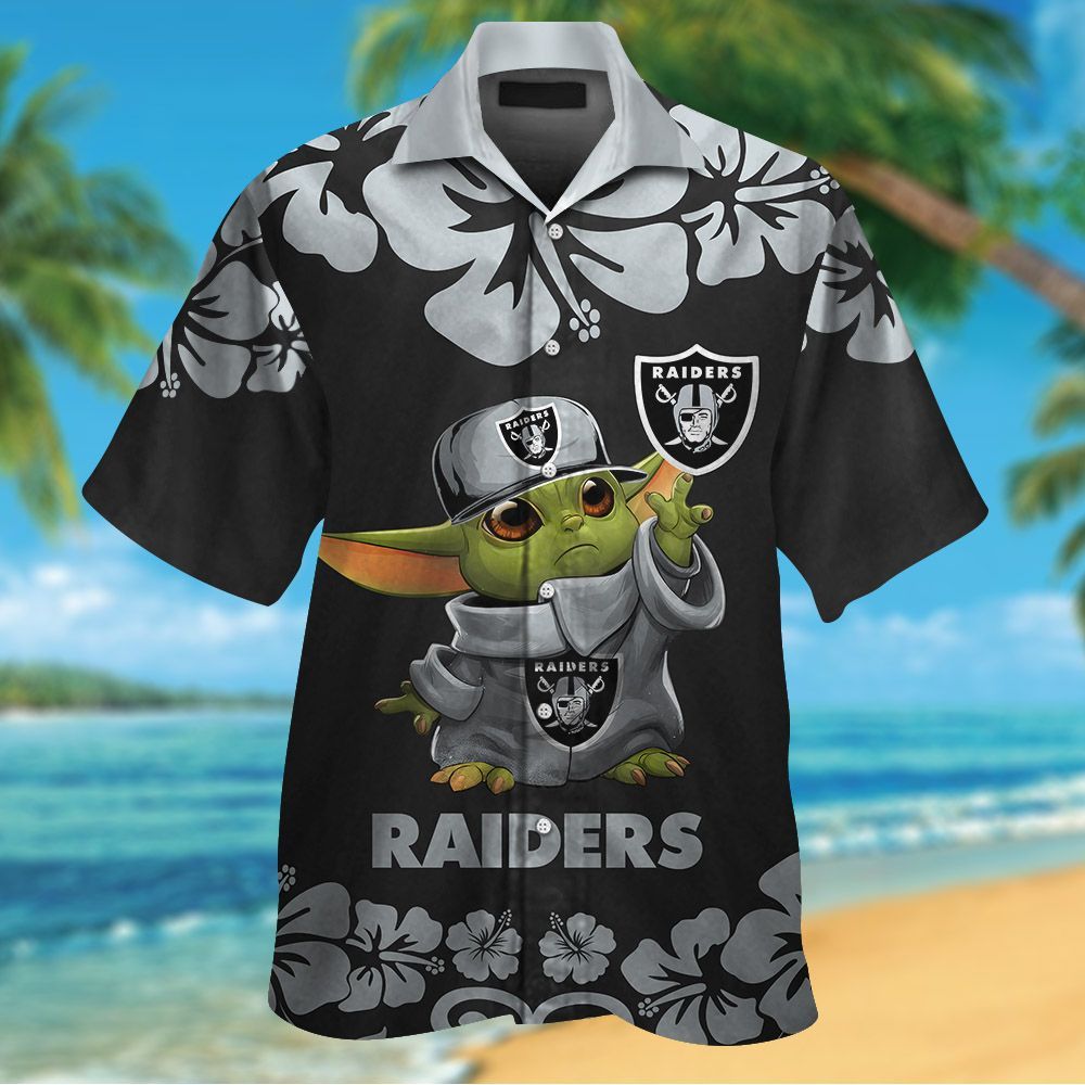 Las Vegas Raiders & Baby Yoda Hawaiian Shirt Hot Trendy Summer 2024