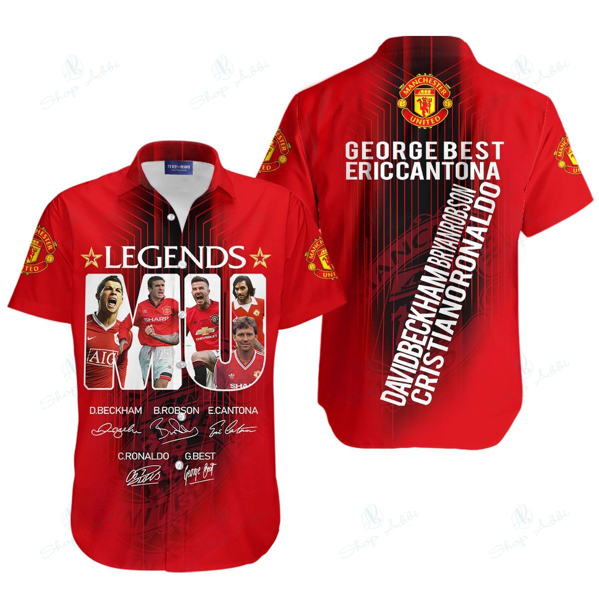 Legends Manchester United George Best Eric Cantona David Beckham Cristiano Ronaldo Hawaiian Shirt