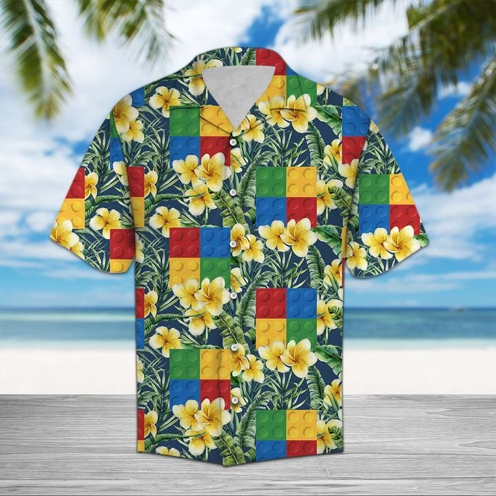 Lego Frangipani Hawaiian Shirt Summer Button Up