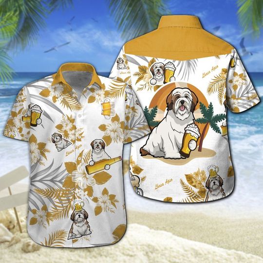 Lhasa Apso Beer Hawaiian Shirt Summer Button Up