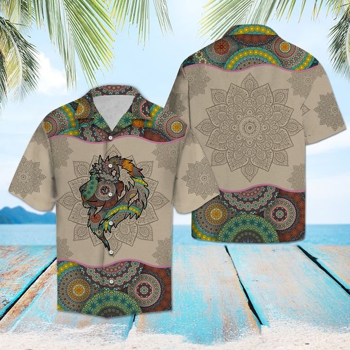 Lion Mandala Hawaiian Shirt Summer Button Up