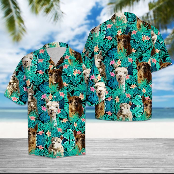 Llama Tropical Hawaiian Shirt Summer Button Up