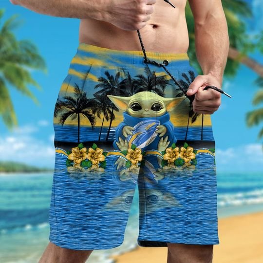 Los Angeles Chargers And Baby Yoda Hawaiian Shirt Short