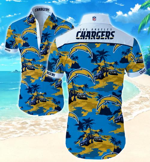 Los Angeles Chargers Coconut Tree Hawaiian Shirt Summer Button Up