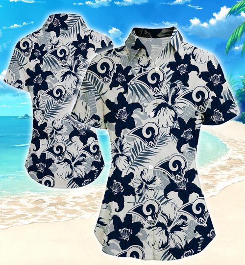 Los Angeles Rams Women Hawaiian Shirt Summer Button Up