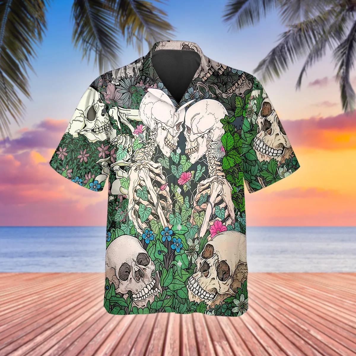 Love Till Death Couple Skull Hawaiian Shirt, Hawaiian Button Up Shirt, Tropical Shirts For Men – Best Clothing For You