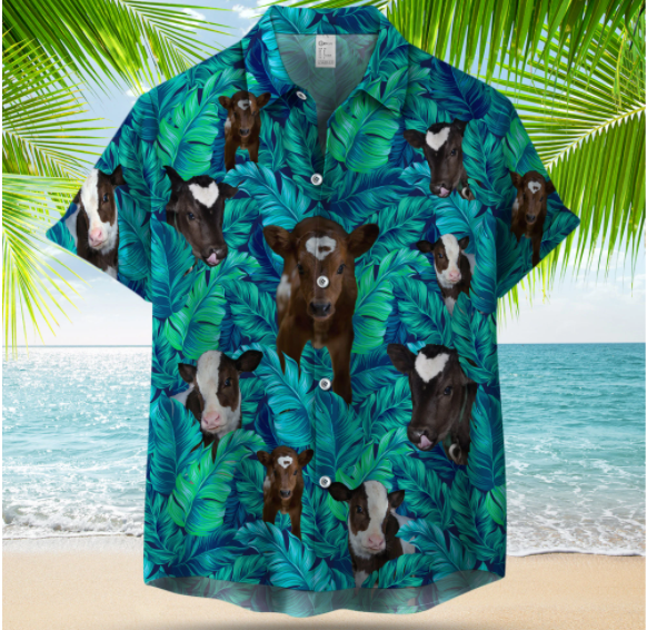 Lovely Cows Seamless Pattern Hawaiian Shirt