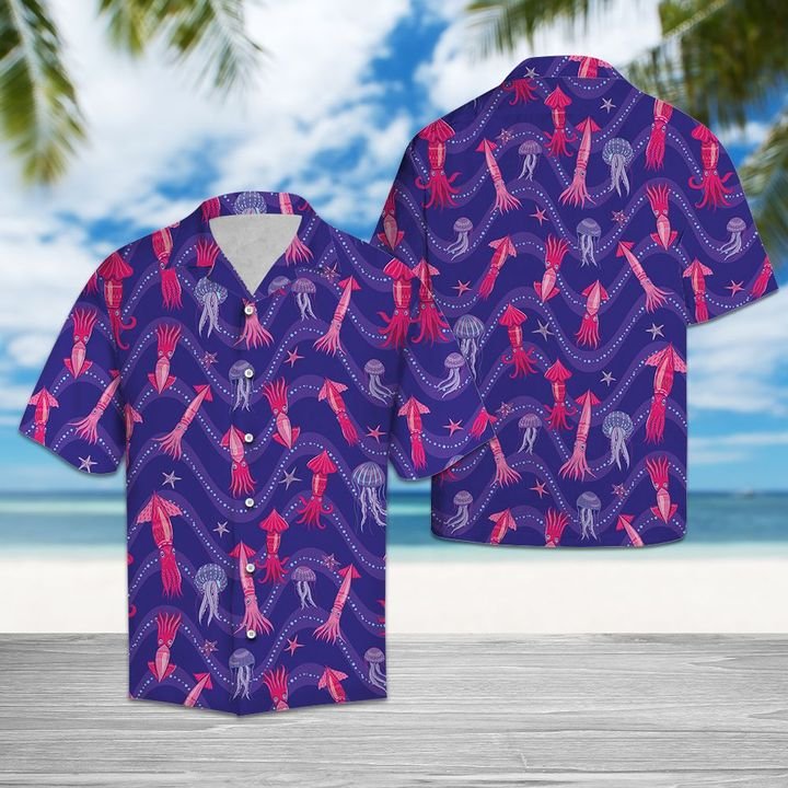 Lovely Squid Hawaiian Shirt Summer Button Up