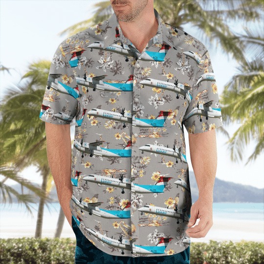 Luxair Bombardier Dhc-8-402 Q400 Hawaiian Shirt